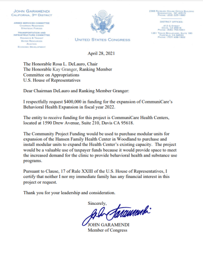 garamendi letter